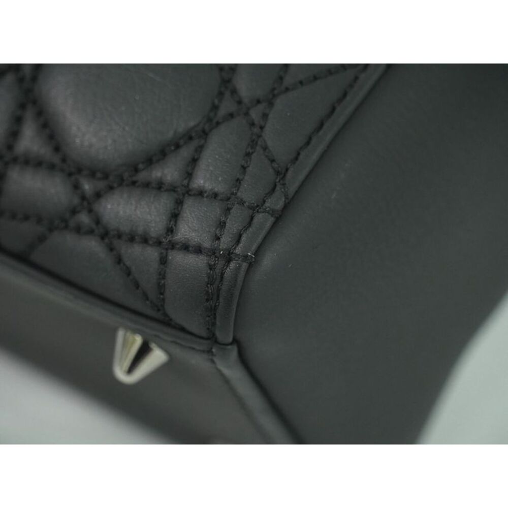 Dior Lady Dior Black Leather Handbag (Pre-Owned) - Picture 5 of 10